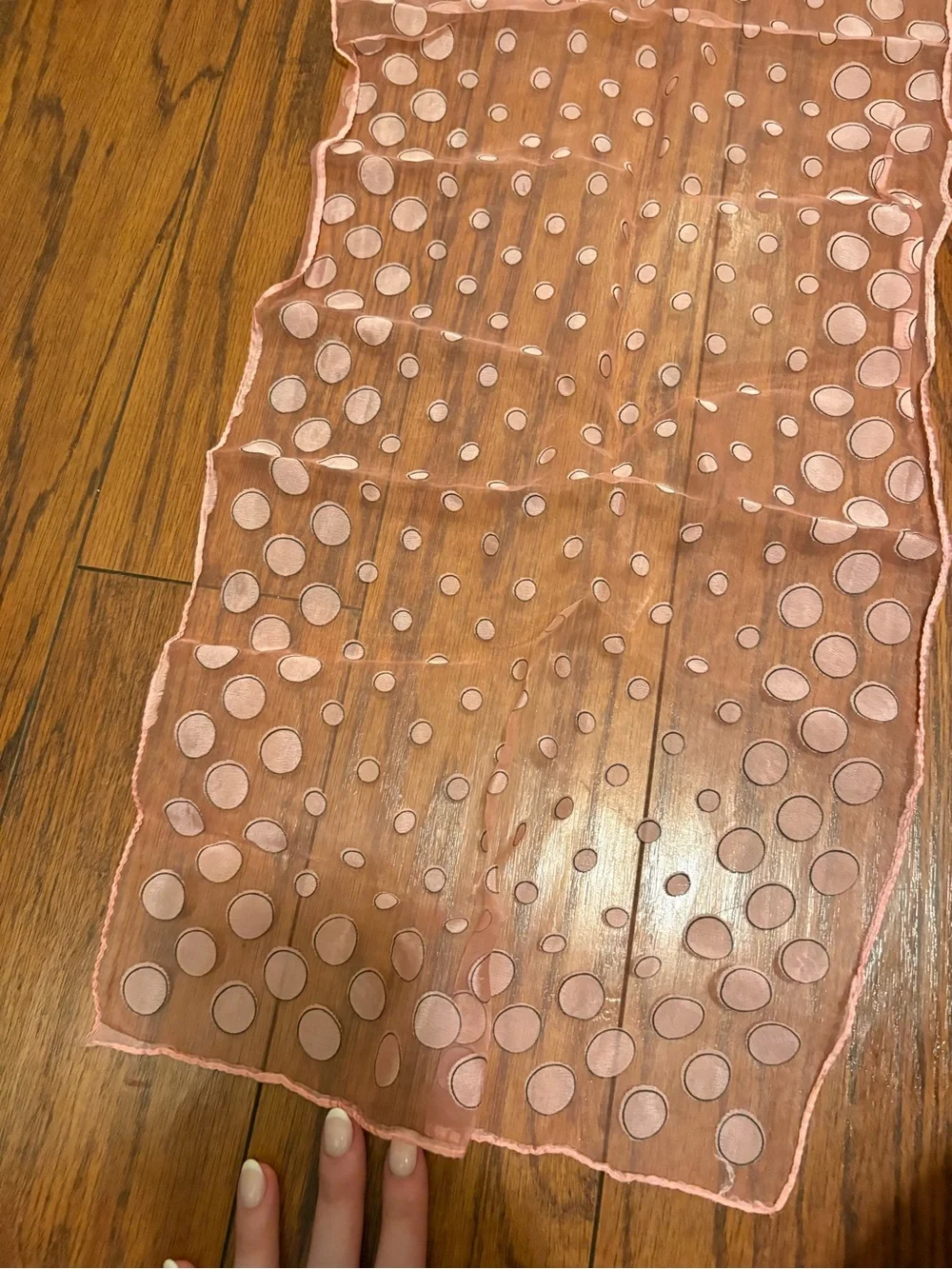 Vintage Pink Polka Dot Sheer Scarf